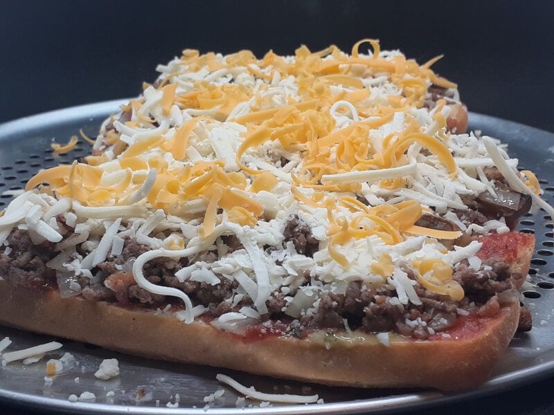 Cheeseburger Ovensub with Mozza and Cheddar Cheese