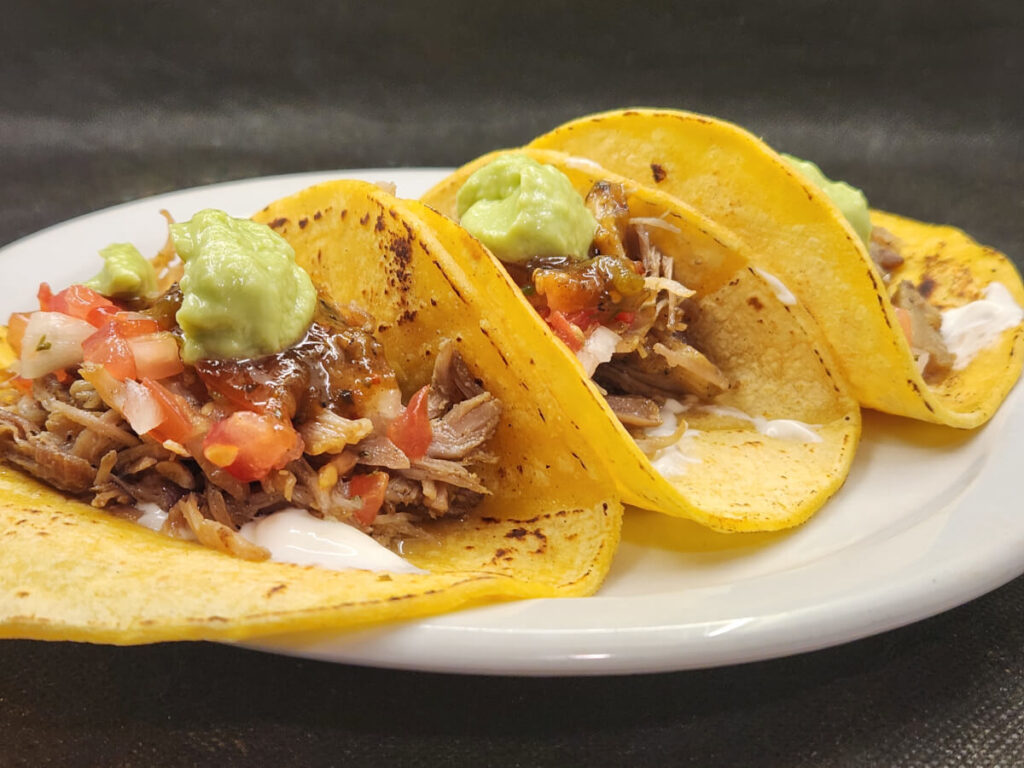JAHZKITCHEN Carnitas Tacos on Toasted Corn Tortillas