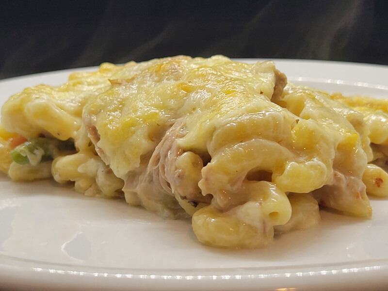 Plate of Tuna Casserole with Old Fort White Cheddar