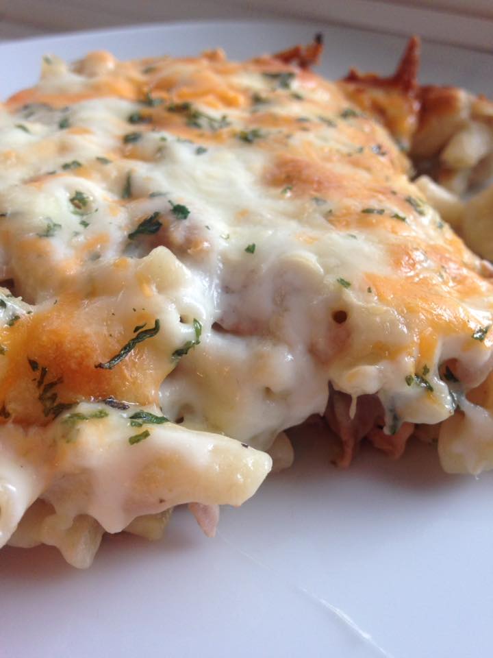 Tuna Casserole with Marble Cheese and Provolone