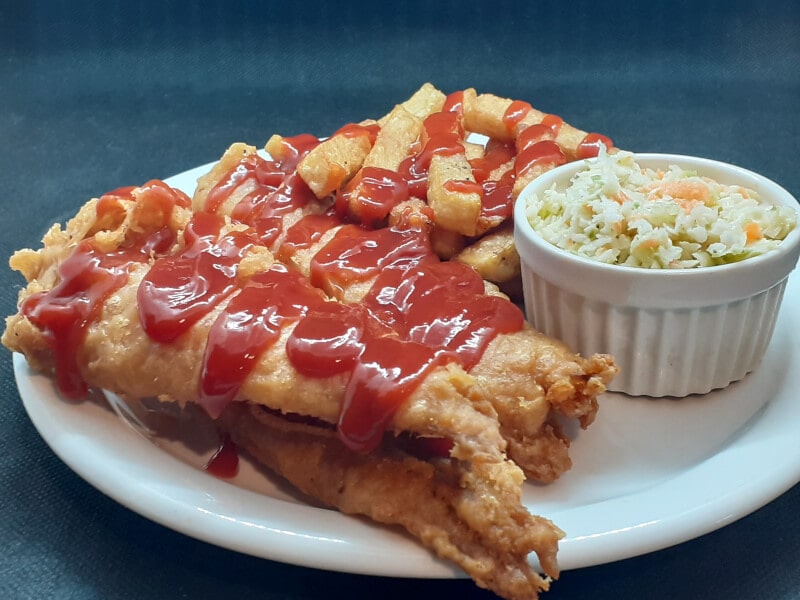 Homemade Fish & Chips with Coleslaw