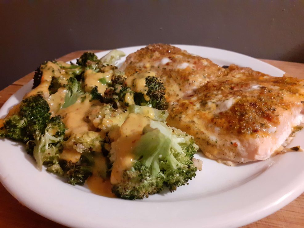 Salmon with Broccoli and Cheese Sauce