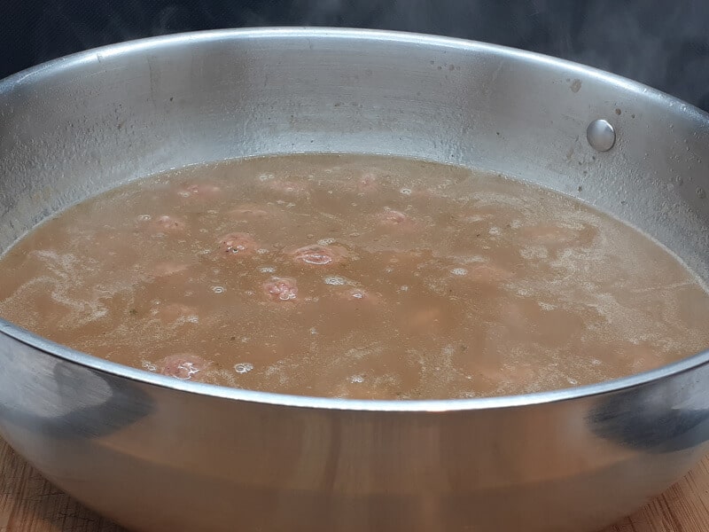 Adding the Meatballs to the Gravy