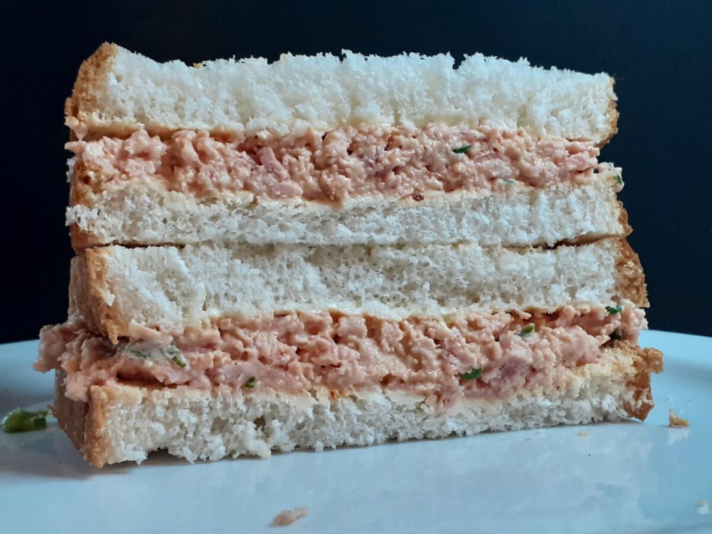 Canned Ham Sandwich with RedHot Sauce