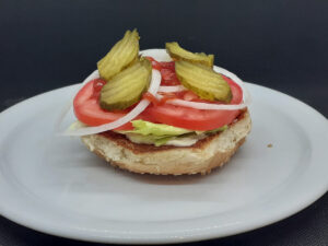 Crown with Mayo, Lettuce, Onion, Ketchup, Dill Pickles