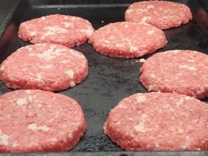 Formed Hamburger Pattieson a Baking Sheet to be Frozen