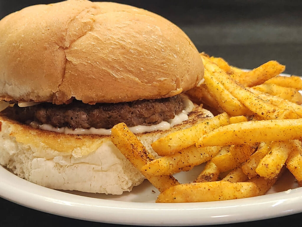 JAHZKITCHEN BBQ Kaiser Buger with Cajun Fries