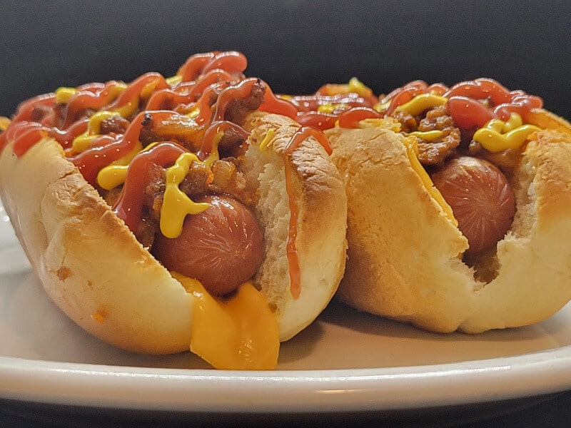 Sloppy Dogs with Cheese, Mustard & Ketchup