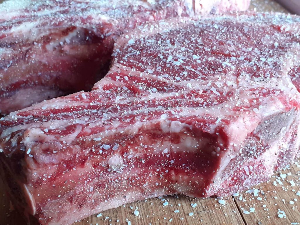 Seasoned Cowboy Steaks Resting