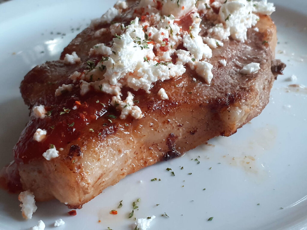 Greek Pork Chops With Feta