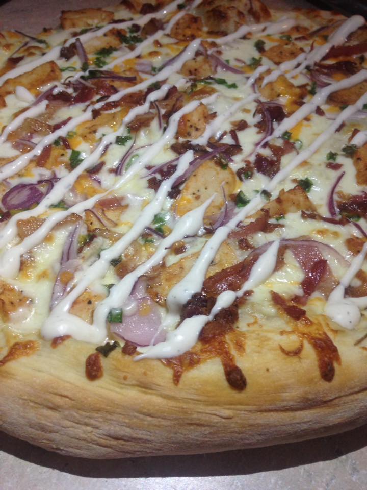 Sauced Chicken Ranch Pizza