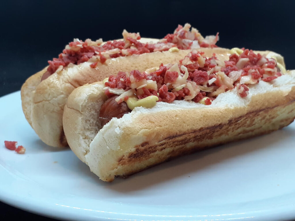 Toastie with Mustard, Onions and Bacon