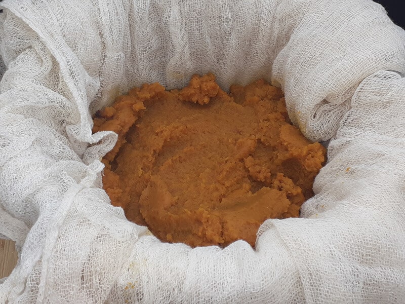 Straining Caramelized Pumpkin Puree