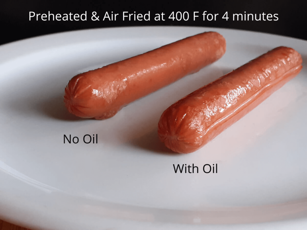 Air Fryer Hot Dogs No Oil vs Oiled