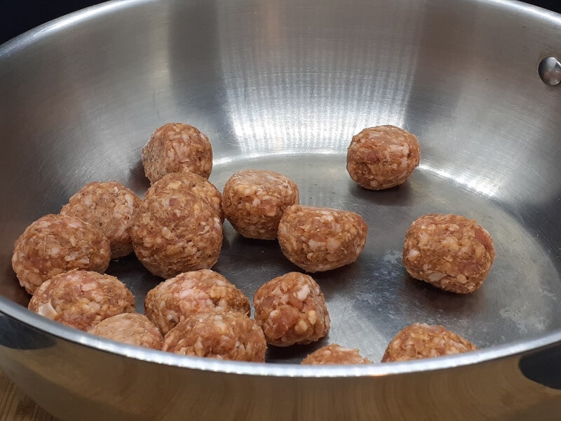 Lamb Donair Meatballs into the Hot Pan