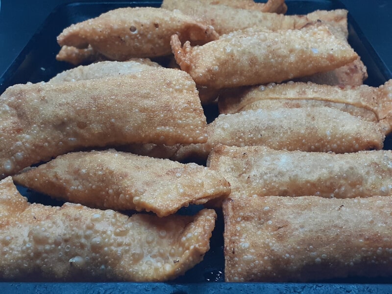 Tray of Pizza Egg Rolls