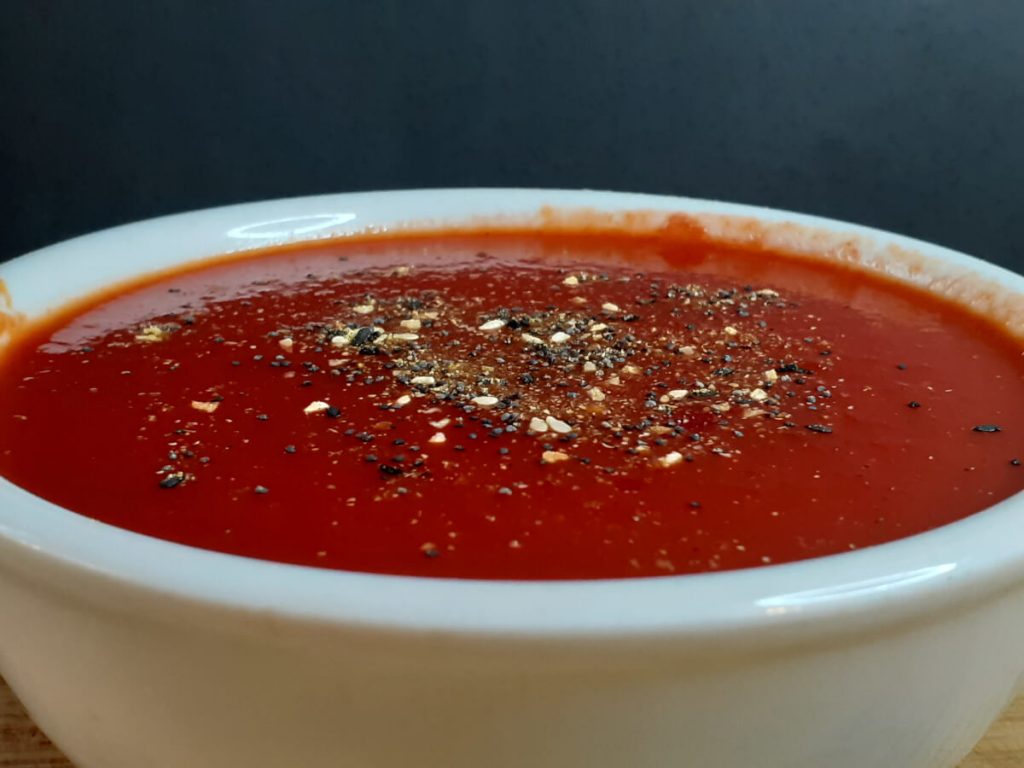 Quick Tomato Soup with Everything Bagel Seasoning