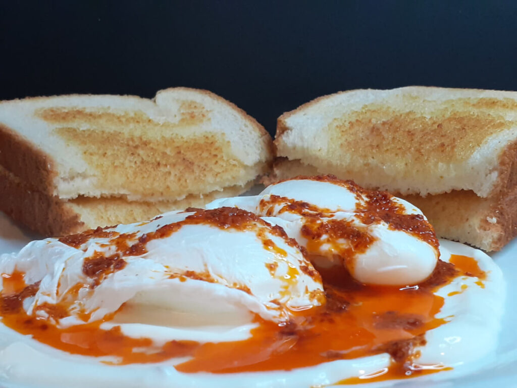 JAHZKITCHEN Cilbir Poached Eggs with Toast