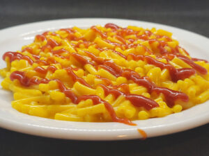 Plate of One Pan KD with Ketchup