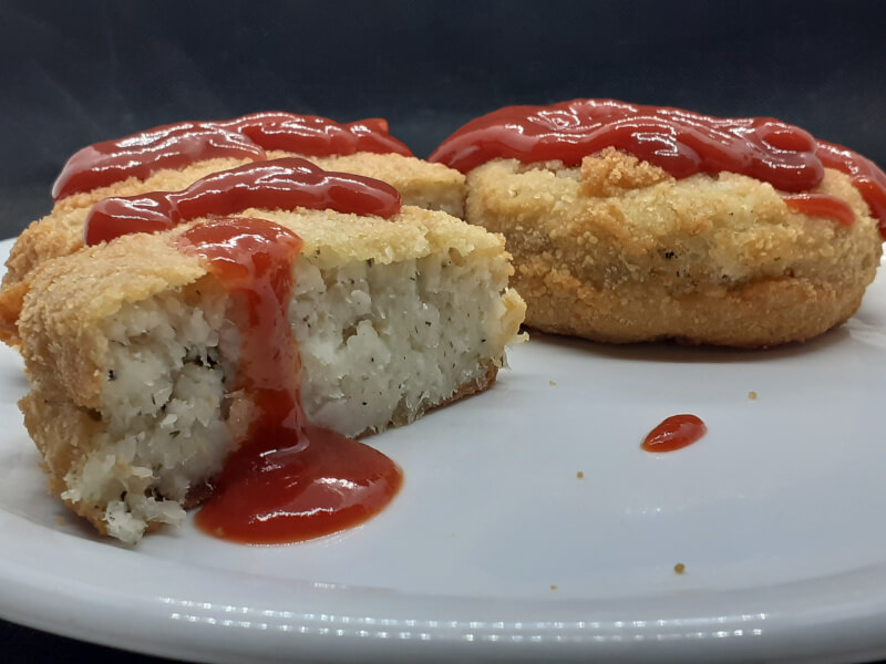 Salted Cod Fish Cakes with Ketchup