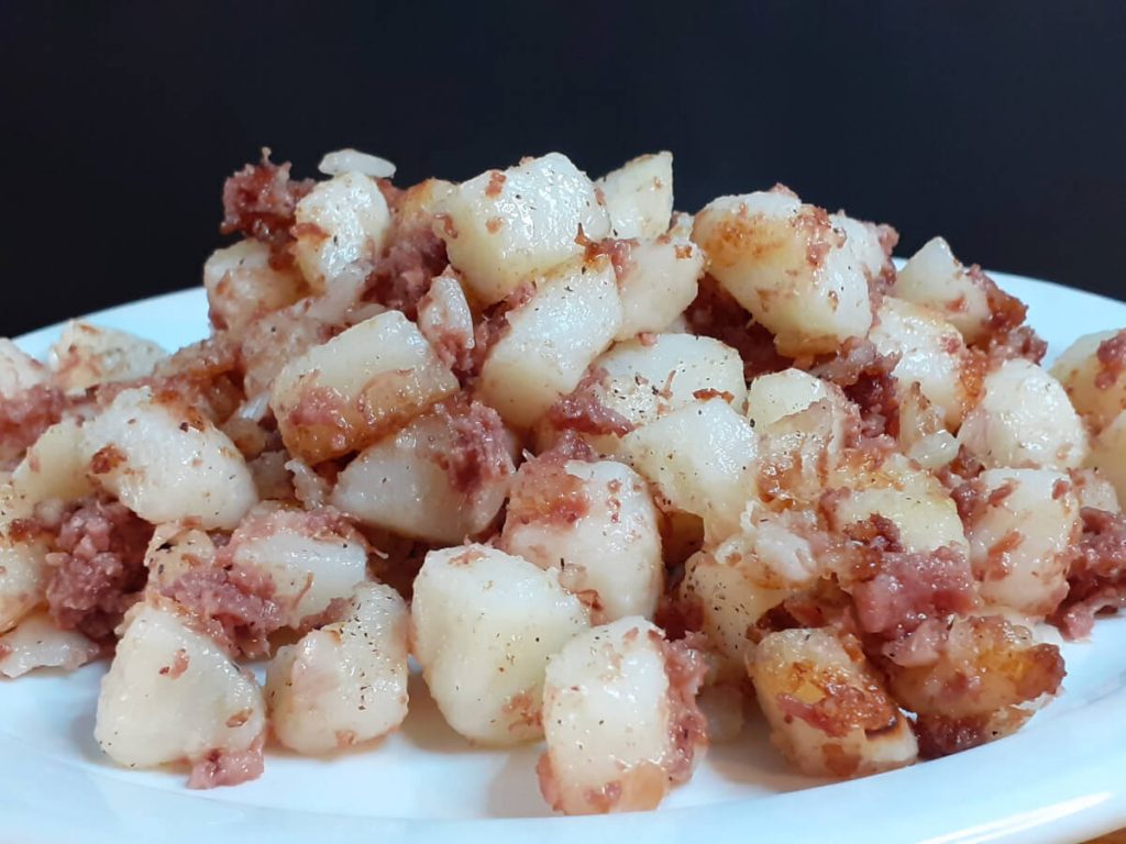 Soft Hash Browns with Corned Beef