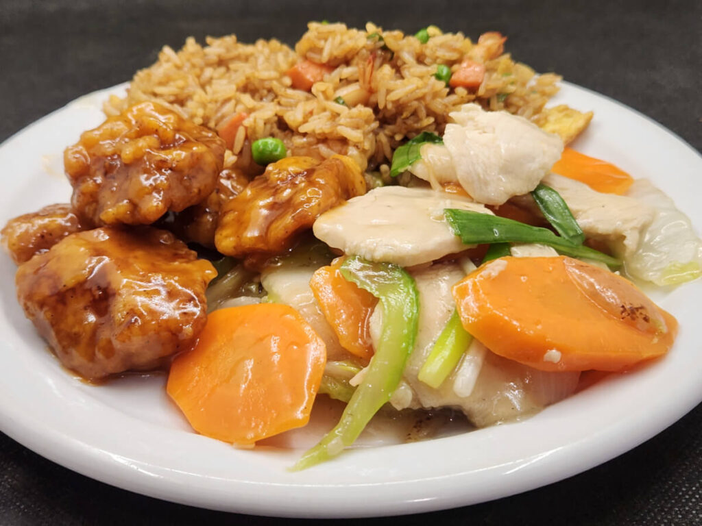 JAHZKITCHEN Chicken Chop Suey with Shrimp Fried Rice and S&S Boneless Pork