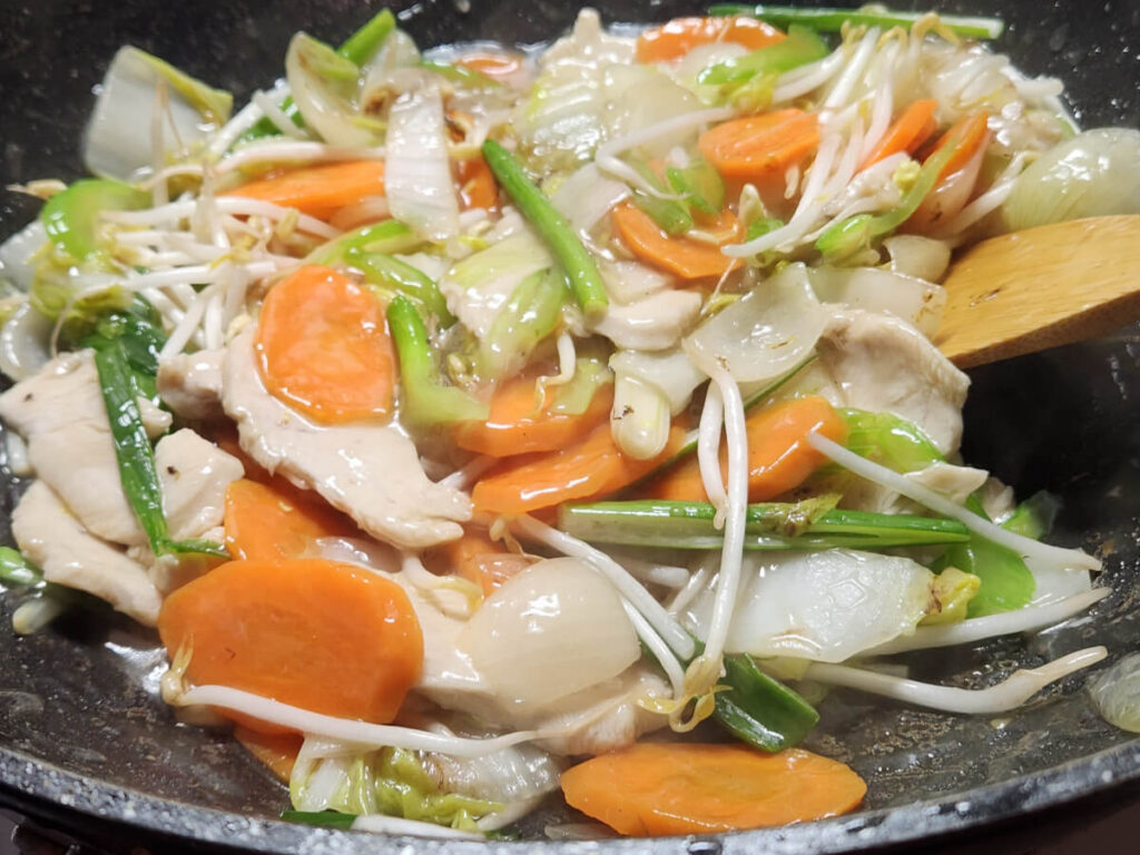 JAHZKITCHEN Wok Chicken Chop Suey with Green Onions and Bean Sprouts