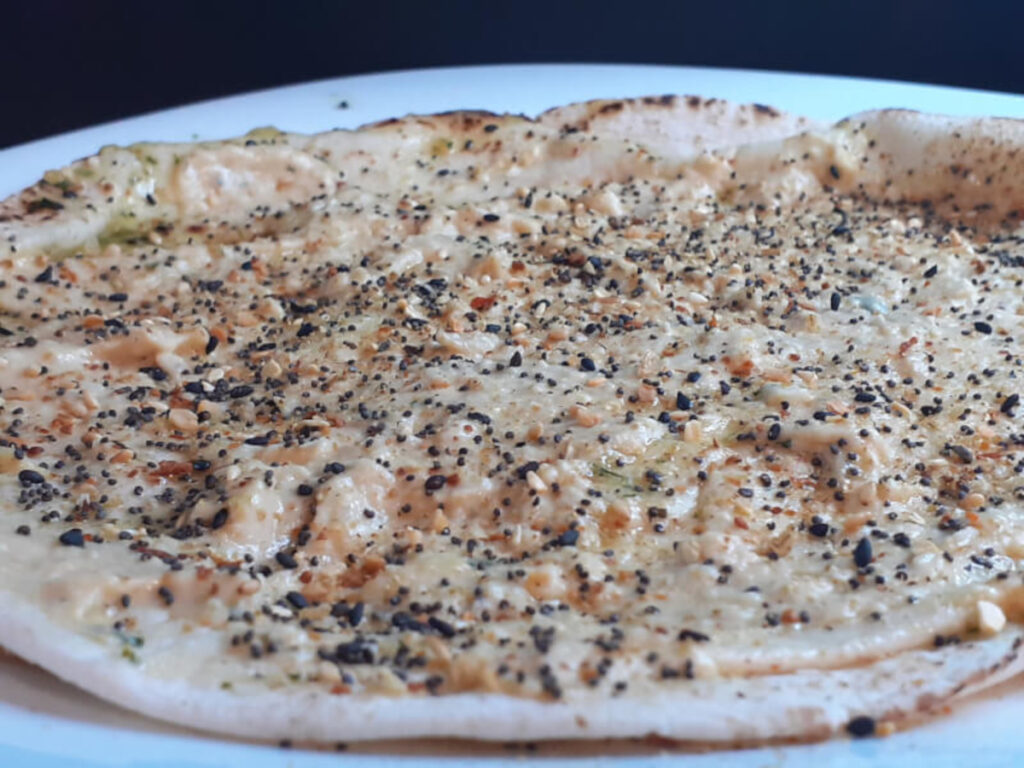 JAHZKITCHEN Everything Bagel Pita Bread with Garlic Butter & Hummus