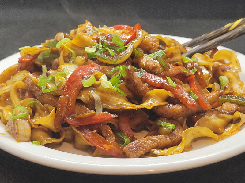 Hoisin Noodles Green Onion Garnish