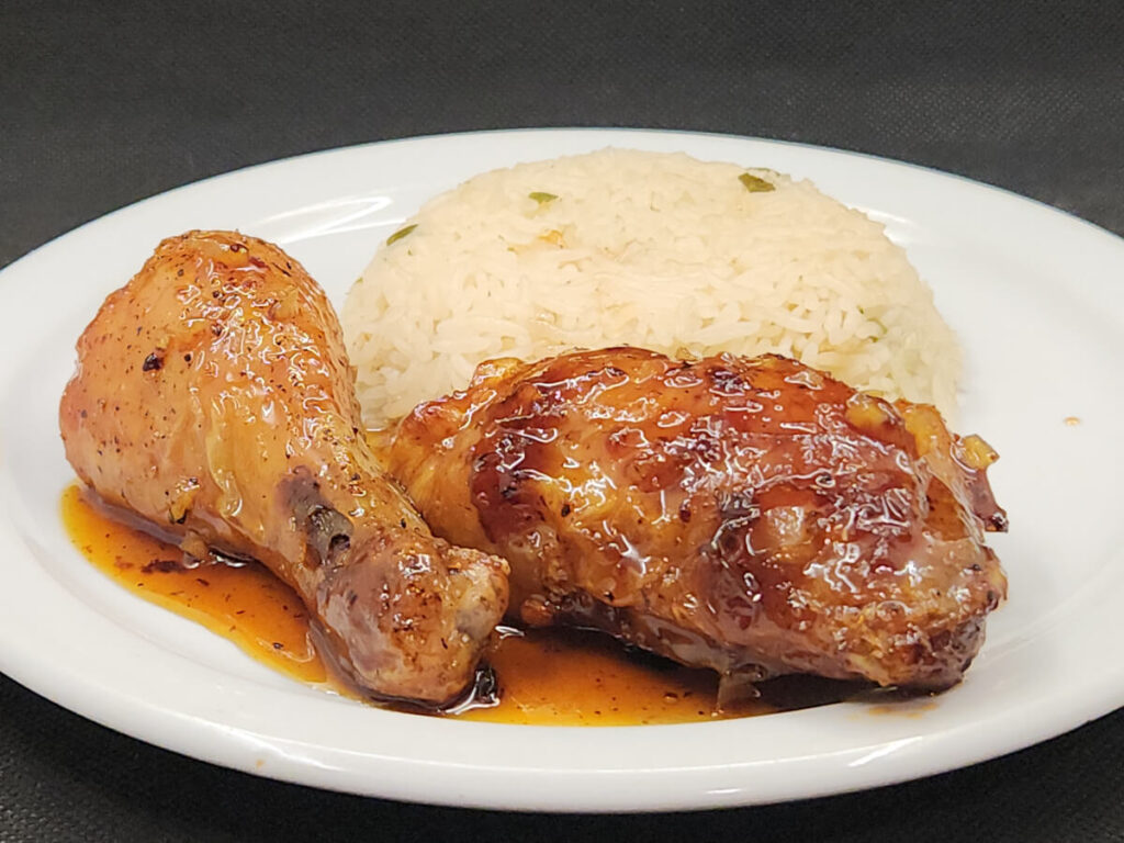 Honey Garlic Chicken with Seasoned Steamed Rice