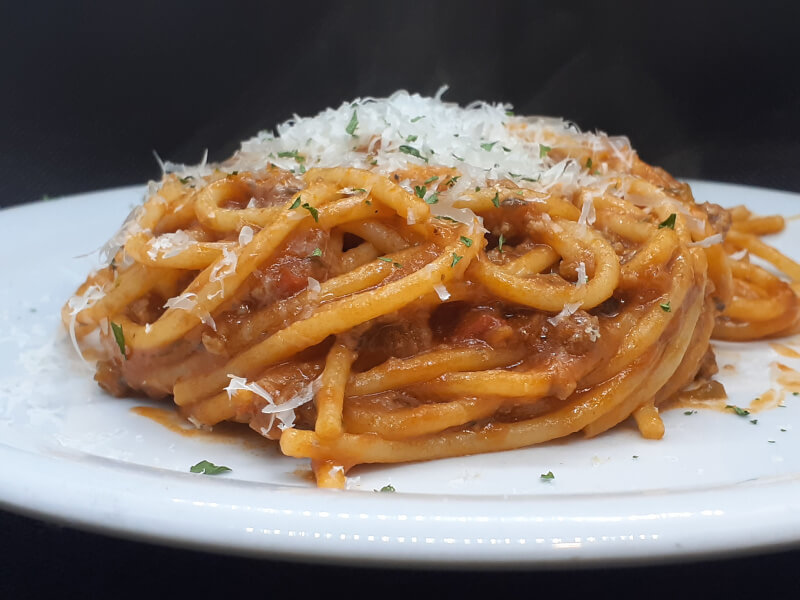 Spaghetti with Bolognese Basil Tomato Sauce