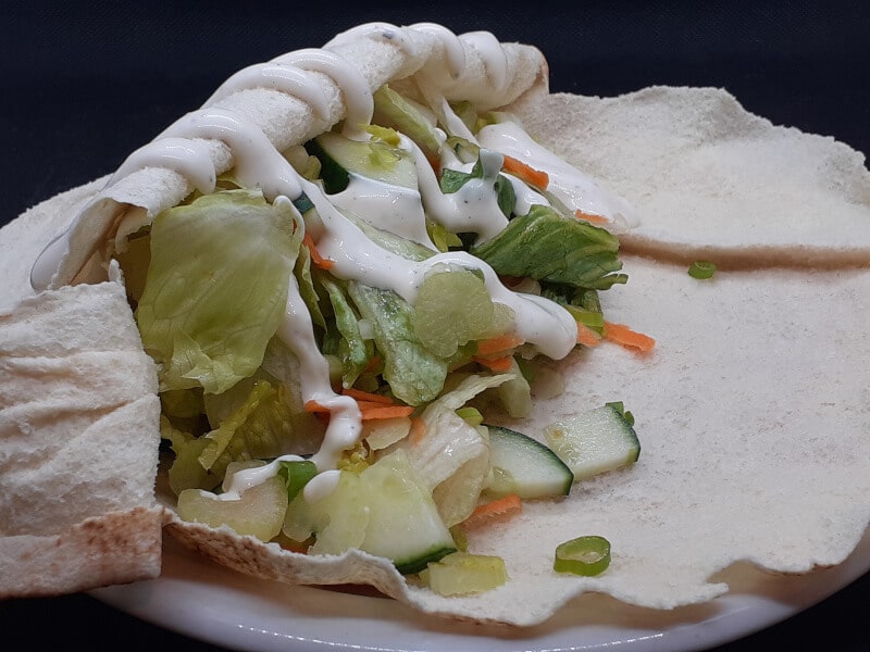 Mixed Vegetables in a Pita Pocket with Ranch Dressing