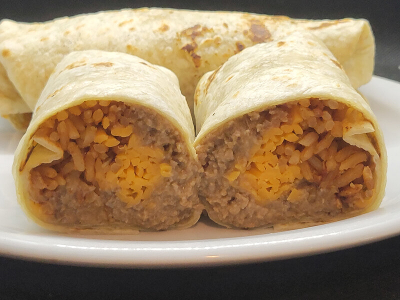 Cheesy Beef & Bean Burrito with Taco Rice