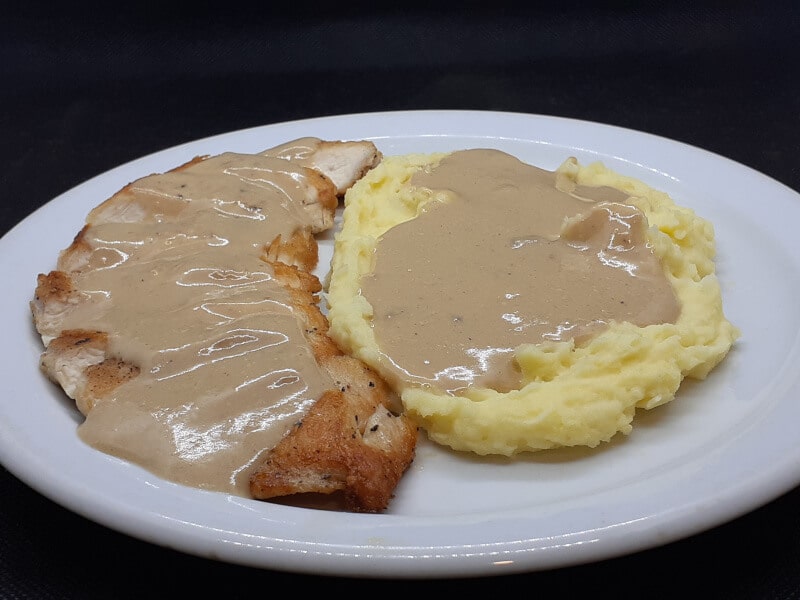 Chicken Breast with Mushroom Gravy and Mashed Potatoes