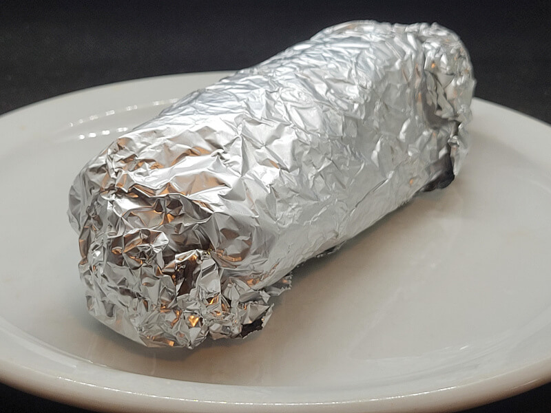 Frozen Burrito wrapped in tinfoil