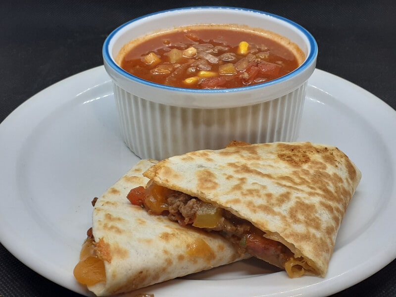 Taco Soup with Beef Taco Quesadilla