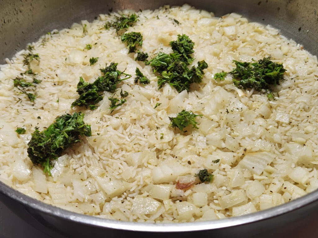 JAHZKITCHEN Greek Lemon Rice adding Stir In