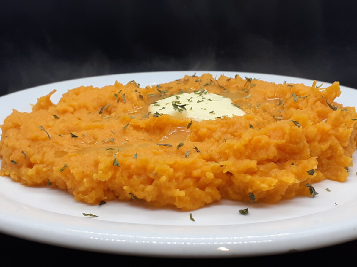 JAHZKITCHEN Mashed Sweet Potato with Salt & Pepper, Cream and Butter