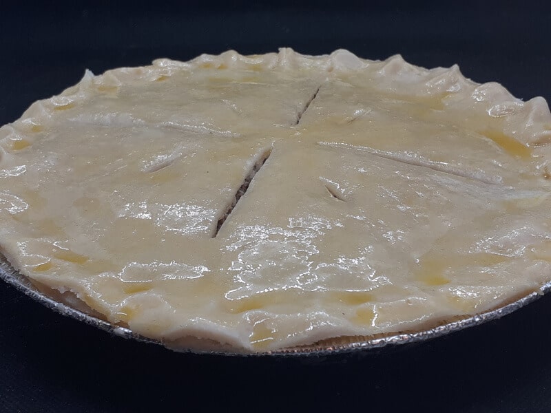 Tourtiere Pie brushed with Egg Wash