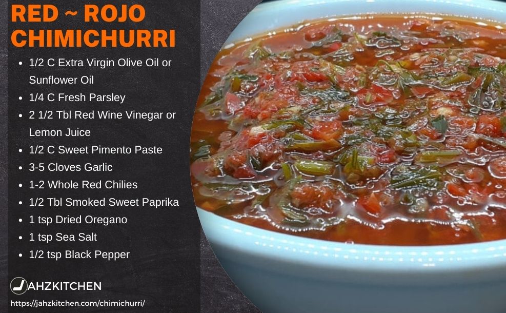 Red Chimichurri Rojo Recipe Card