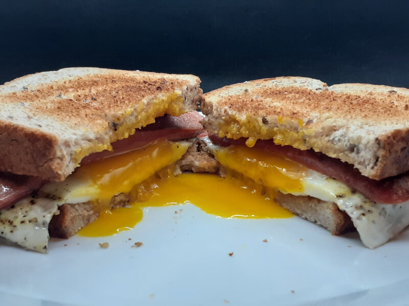 Sunburst Sandwich with Fried Hot Dog Slices