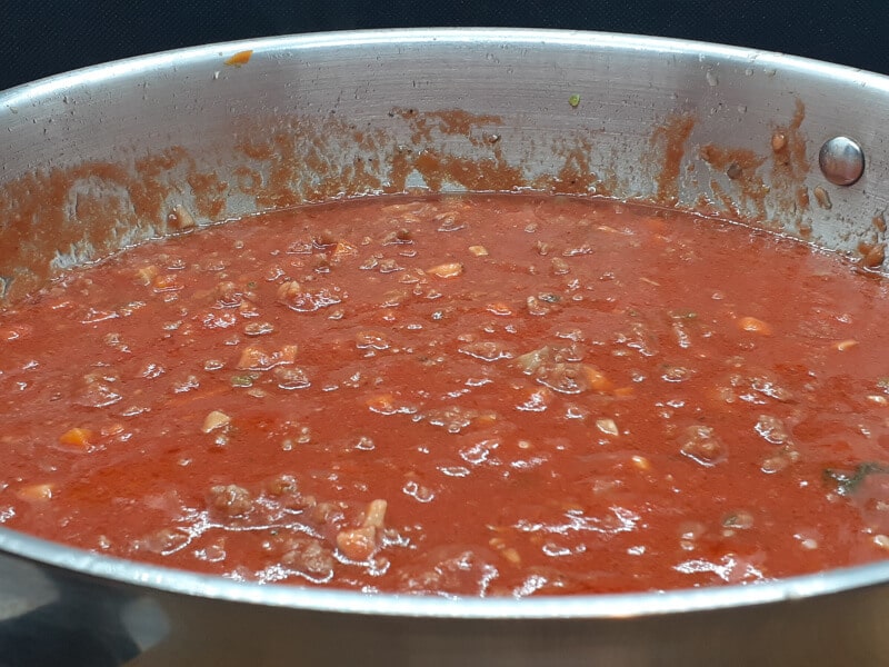 Passata and water added