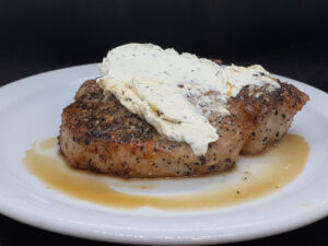 Rested Everything Bagel Pork Chops with Cream Cheese