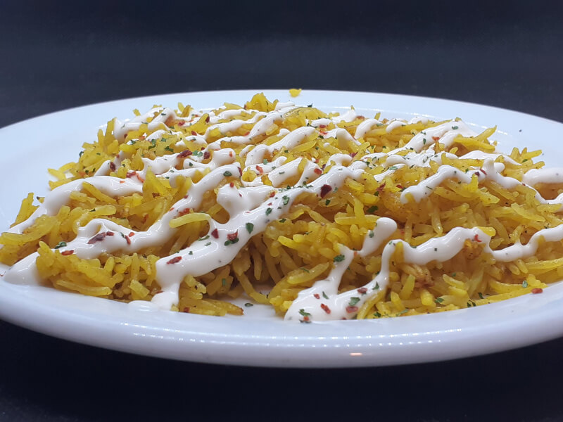 Yellow Cumin Rice with Halal White Sauce