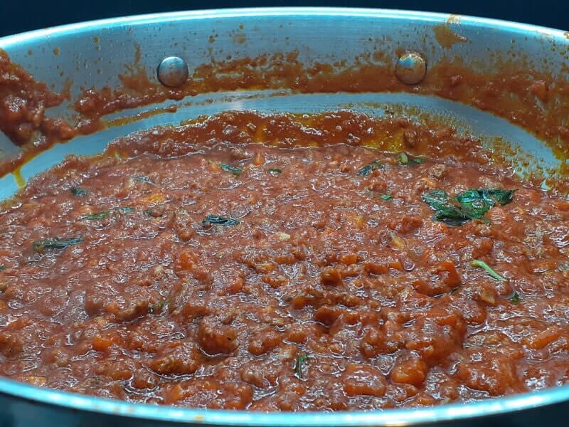 Skillet of Pasta Meat Sauce