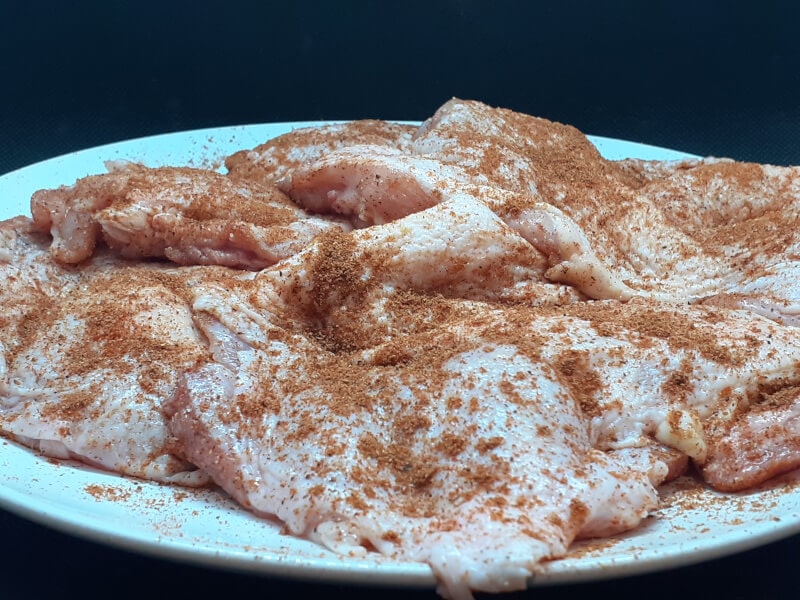 Boneless Chicken Quarters seasoned with Salt and Bharat