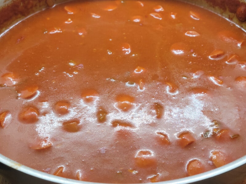 Pot of Hot Dog Soup