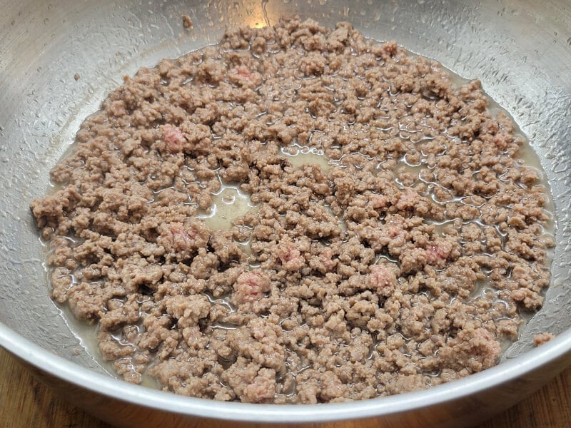 228g of ground beef browned in fat