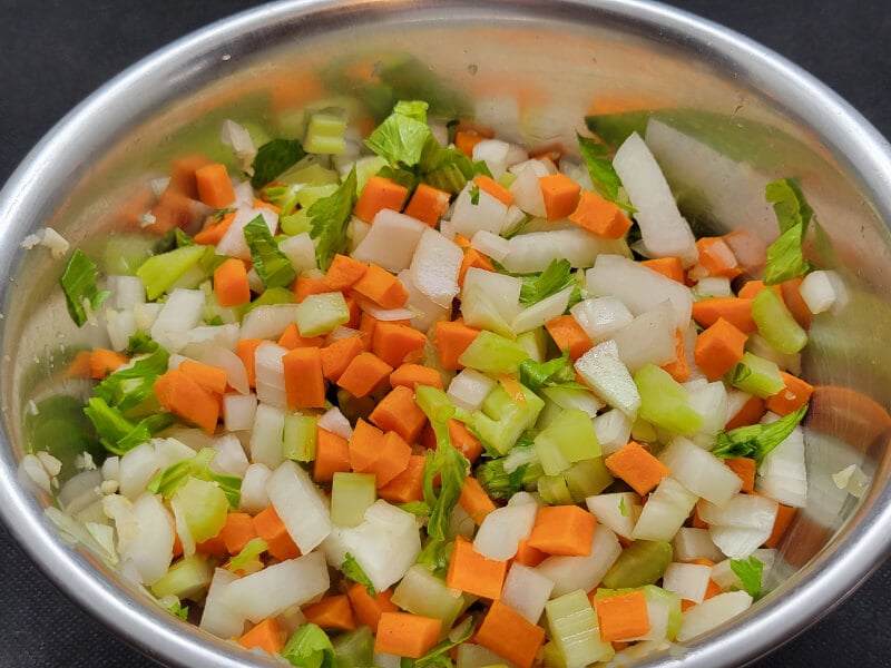 Diced Mirepoix with Garlic