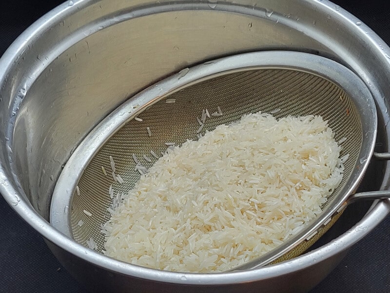 Washed and Strained Rice